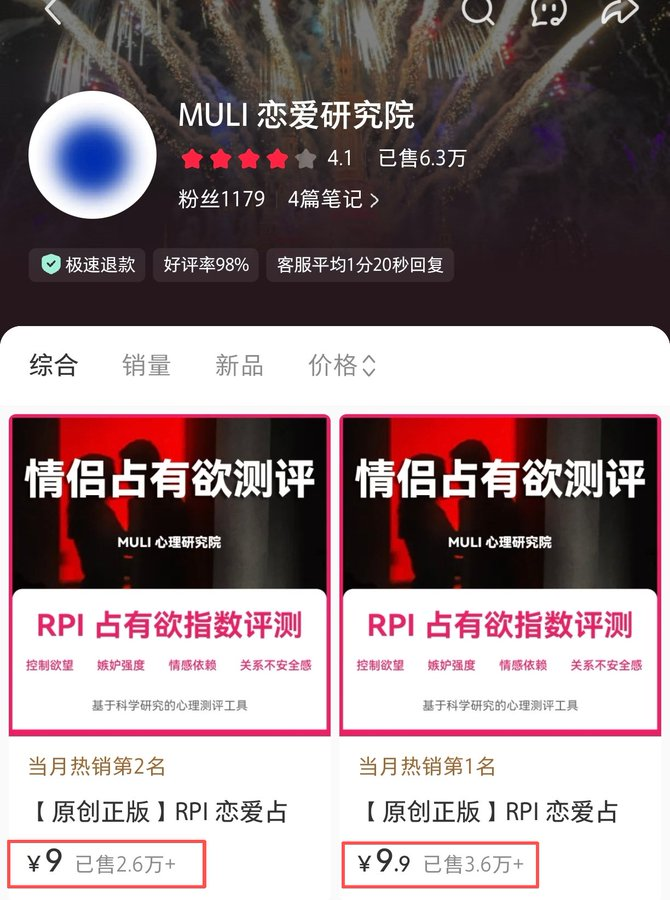 小红书虚拟项目又有新玩法:指数测试。