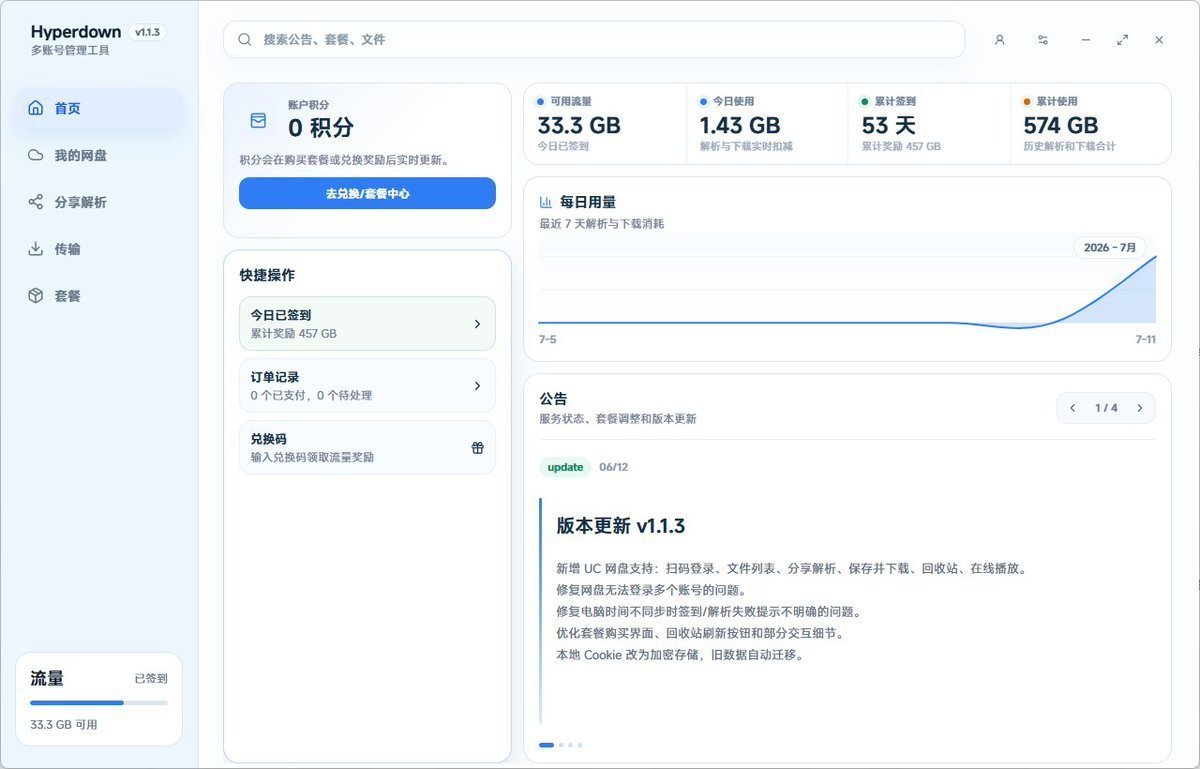 支持百度网盘、夸克、UC 三大网盘网下载软件，主打高速下载，不想开会员的可以试试。
