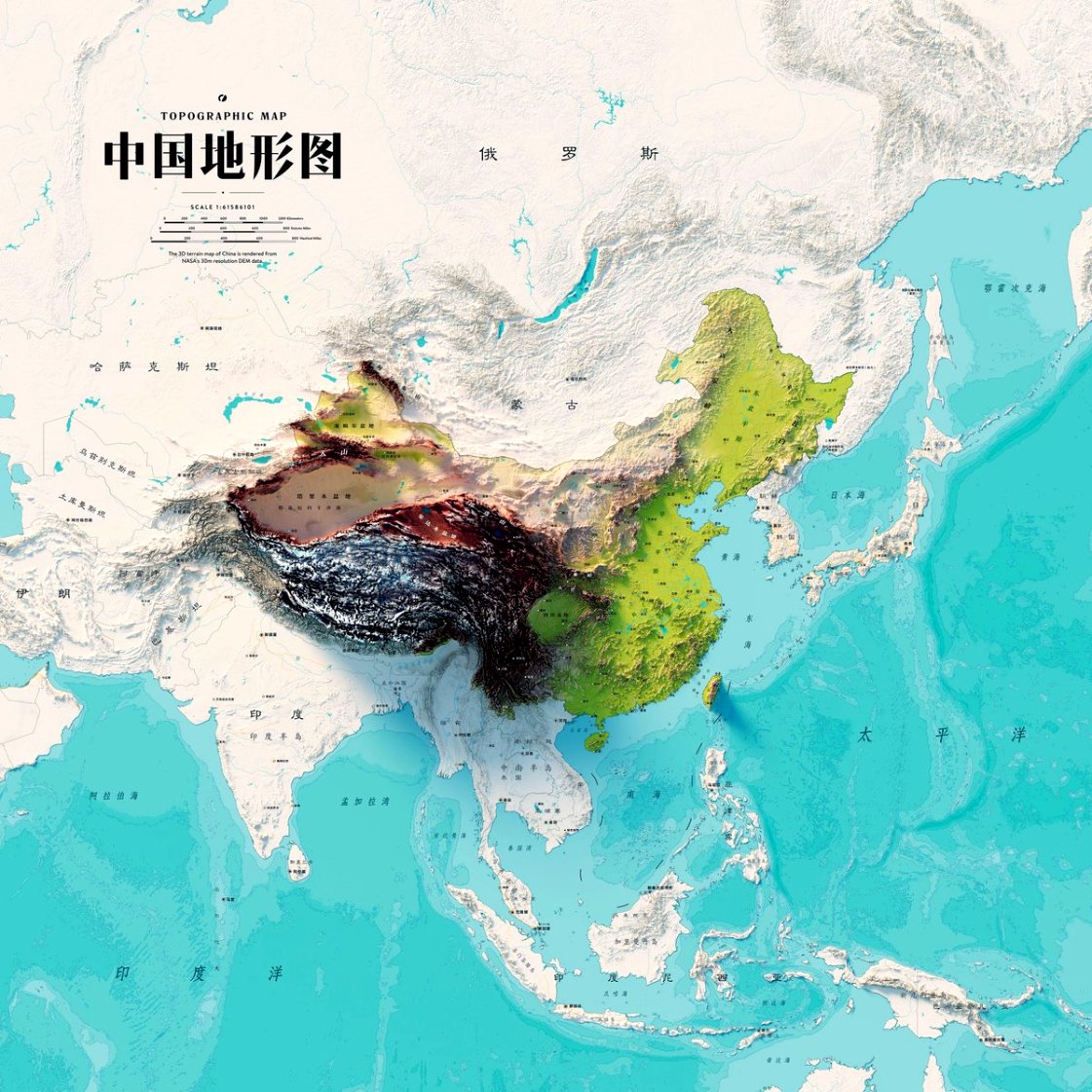 中国和世界的地形地貌，超高清地图合集！